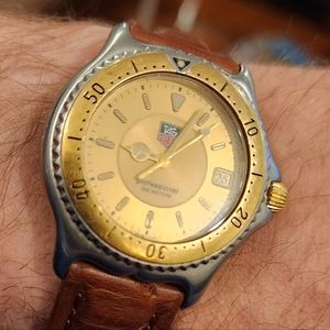 TAG HEUER WI1151 Gold Dial Brown Leather Quartz Men's